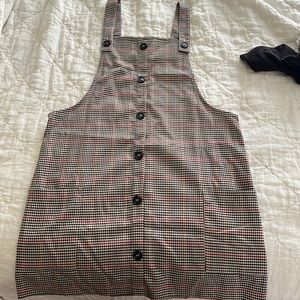 Plaid overall dress